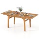 Expandable 55-inch patio dining table in solid acacia wood, seating 6-8 people, with an umbrella hole for outdoor use.