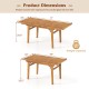 Expandable 55-71 inch patio dining table in solid acacia wood, seats 6-8, with umbrella hole for outdoor use.