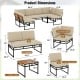6-piece outdoor sectional sofa set with beige cushions, metal frame, and acacia wood tabletop, ideal for backyard.
