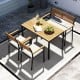 4-piece patio dining set featuring acacia wood chairs and table, ideal for outdoor meals and relaxation.