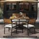 4-piece outdoor dining set featuring natural acacia wood chairs and table, perfect for patio meals and relaxation.