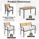 4-piece patio furniture set featuring a dining table and stackable chairs made of natural acacia wood for outdoor use.