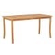 63-inch outdoor dining table made of acacia wood with slatted design, umbrella hole, and elegant curved legs for patio.