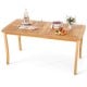 Acacia wood outdoor dining table with slatted design, 63 inches, seating for 4, featuring an umbrella hole for sunny.