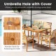 Outdoor dining table featuring a 1.97" umbrella hole, acacia wood, and slatted design for easy maintenance.