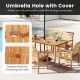Outdoor dining table with acacia wood, 1.97" umbrella hole, and wooden block, perfect for sunny patio gatherings.