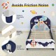 Kids upholstered platform bed with headboard and footboard, featuring adjustable feet and sturdy wooden slats for.