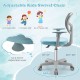 Adjustable kids swivel chair in blue with ergonomic design, height adjustment, and 360-degree swivel for comfort.