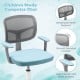 Children's adjustable desk chair in blue with breathable mesh back, armrests, and ergonomic design for comfort.