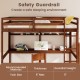 Twin size solid wood loft bed frame with safety guardrail, integrated desk, and storage shelf for kids' room.