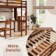 Twin size solid wood loft bed frame with integrated ladder, safety guardrails, and 13 wooden slats for sturdy support.