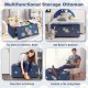 Navy kids upholstered toy storage box with removable lid, featuring a playful design, perfect for organizing toys and.