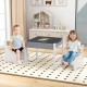Kids enjoying the 4-in-1 wooden activity table with detachable blackboard and ergonomic chairs in a playroom setting.