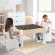 Kids enjoying the 4-in-1 wooden activity table with detachable blackboard and storage, perfect for playrooms and.