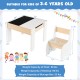 Kids' 4-in-1 wooden activity table with detachable blackboard and chair, ideal for playrooms and safe for children.
