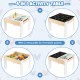 4-in-1 wooden activity table with removable blackboard, storage compartments, and non-slip foot pads for kids' playroom.