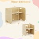 Kids wooden table and chair set dimensions, featuring durable birch wood, ergonomic design, and space-saving storage.