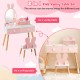 Kids vanity table set with rabbit mirror, pink finish, includes chair and storage drawers, perfect for bedrooms or.