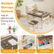 Kids art table set with spacious tabletop, raised storage shelf, and two chairs for creative activities and.