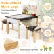 Kids art table set with sturdy pine wood legs, spacious tabletop, and storage bins for creative play and drawing.