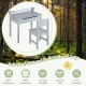 Wooden kids table and chair set in gray with storage, paper roll holder, and solid wood legs for safe playtime.