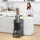 Toddler kitchen stool helper in gray with adjustable footstep, safety rail, and chalkboard for kids aged 1 to 7.