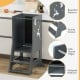 Toddler kitchen stool helper in gray with a large platform, safety rail, and stylish patterns for secure use.