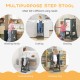 Toddler kitchen stool helper in gray with chalkboard, ideal for kids aged 1 to 7 for safe kitchen and bathroom use.