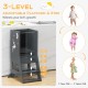 Toddler kitchen stool helper in gray with adjustable platform, safety rail, and stylish design for ages 1 to 7.