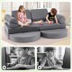 Convertible modular kids play couch in gray with soft velvet covers, ideal for active play and easy cleaning.