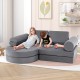 Convertible modular kids play couch in gray with 13 foam blocks, perfect for active play in nurseries or playrooms.