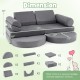 Gray 13-piece convertible modular kids play couch with soft velvet covers, ideal for active play in nurseries or.