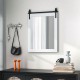 Close-up view of the 30 x 22 inch wall mount mirror featuring a white wood frame and black metal bracket, perfect for.