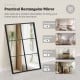 Rectangular 3-layered decorative wall mirror with black metal frame, ideal for living room, bedroom, or bathroom decor.
