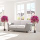 Artificial 4.5 feet azalea tree with vibrant red flowers in a cement pot, perfect for indoor decoration and.