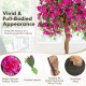 4.5 feet artificial azalea tree featuring vibrant red flowers, realistic leaves, and a sturdy cement pot for indoor.