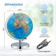 Illuminated 3-in-1 world globe with stand, showcasing geography and constellations for educational exploration.