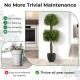 40-inch artificial boxwood topiary ball tree with dense leaves, ideal for low-maintenance decor in front porch or patio.