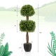Double ball-shaped 40-inch artificial boxwood topiary tree with a weighted base, perfect for front porch or patio decor.
