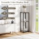 3-tier tall metal plant stand in black and gray, ideal for books and plants, designed for corner placement.