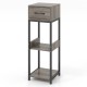 3-tier tall plant stand in gray with drawer and anti-tipping devices, ideal for organizing plants and decor in any.