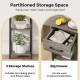 3-tier tall plant stand in gray with 3 shelves and a drawer, perfect for organizing plants and small items in any room.