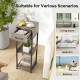 3-tier tall plant stand with drawer in gray, featuring open shelves and anti-tipping devices for versatile home use.