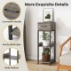 3-tier tall plant stand with drawer in gray, featuring sturdy metal pipes and open shelves for plants and decor.