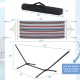 Multicolor hammock with heavy-duty stand, dimensions 118"x48", includes carrying case for easy transport and storage.