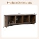 Dimensions of the wall-mounted brown entryway shelf coat rack, featuring four compartments and five hooks for versatile.