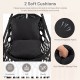 Black hanging hammock chair featuring soft cushions and sturdy rope chain, ideal for indoor and outdoor relaxation.