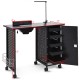 Deluxe salon manicure table with black steel frame, electric downdraft vent, and 5 removable drawers for organized.