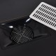 Close-up of the electric downdraft nail vent on the Deluxe Salon Steel Frame Manicure Table for minimizing dust.