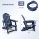 Adirondack chair in blue with cup holder, made of weather-resistant HDPE, perfect for patio and outdoor relaxation.